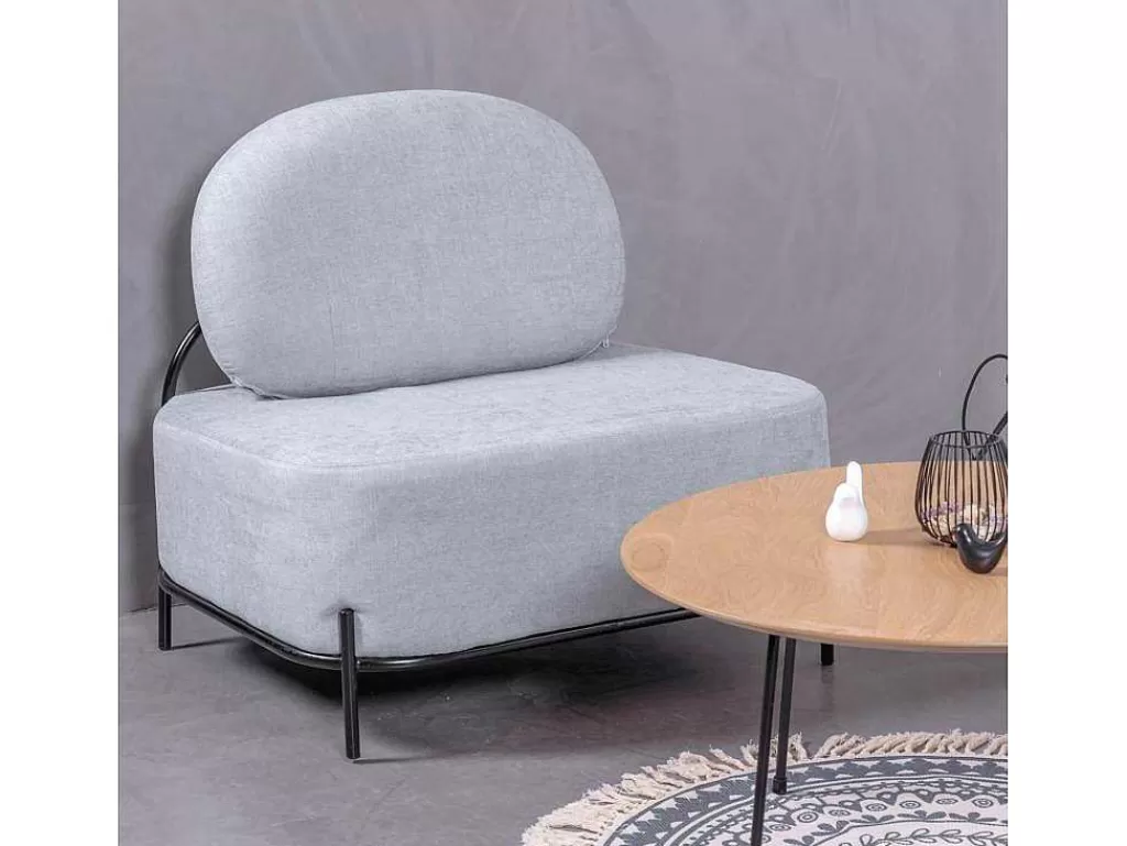 Poltrona Em Tecido*Vente-unique Sofá De 1 Lugar Com Design Minimalista - Clair - Azul