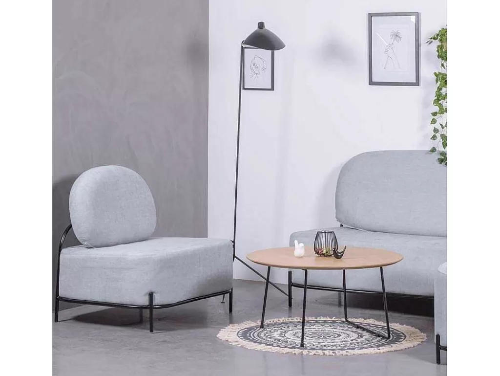 Poltrona Em Tecido*Vente-unique Sofá De 1 Lugar Com Design Minimalista - Clair - Azul