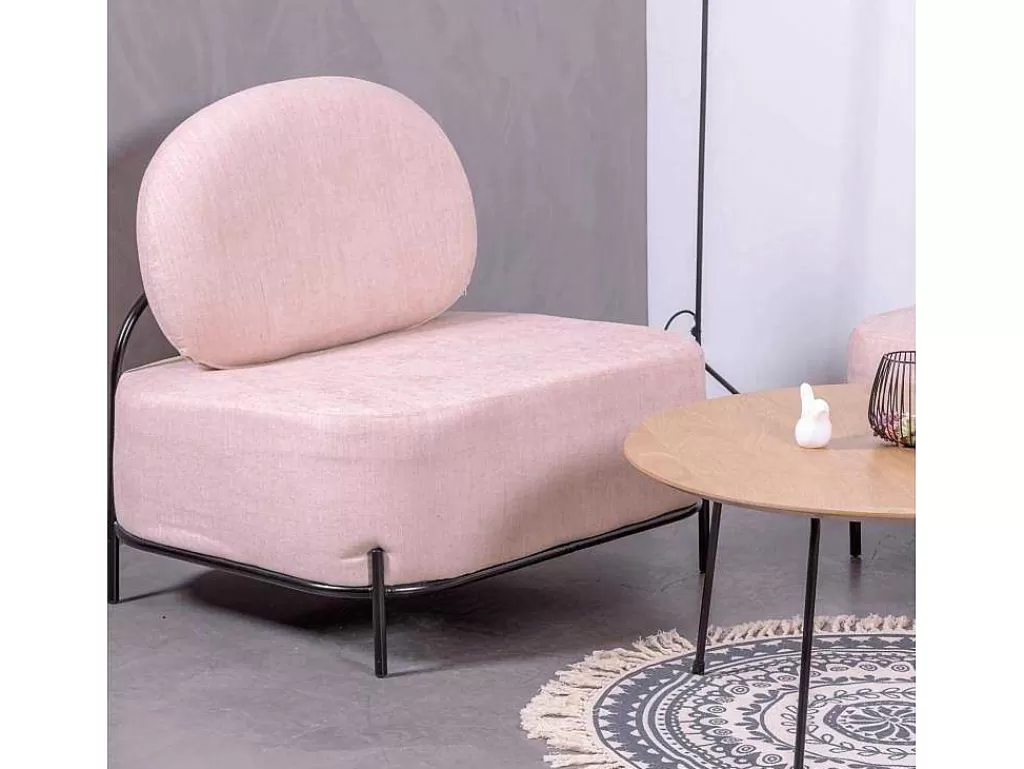 Poltrona Em Tecido*Vente-unique Sofá De 1 Lugar Com Design Minimalista - Clair - Rosa