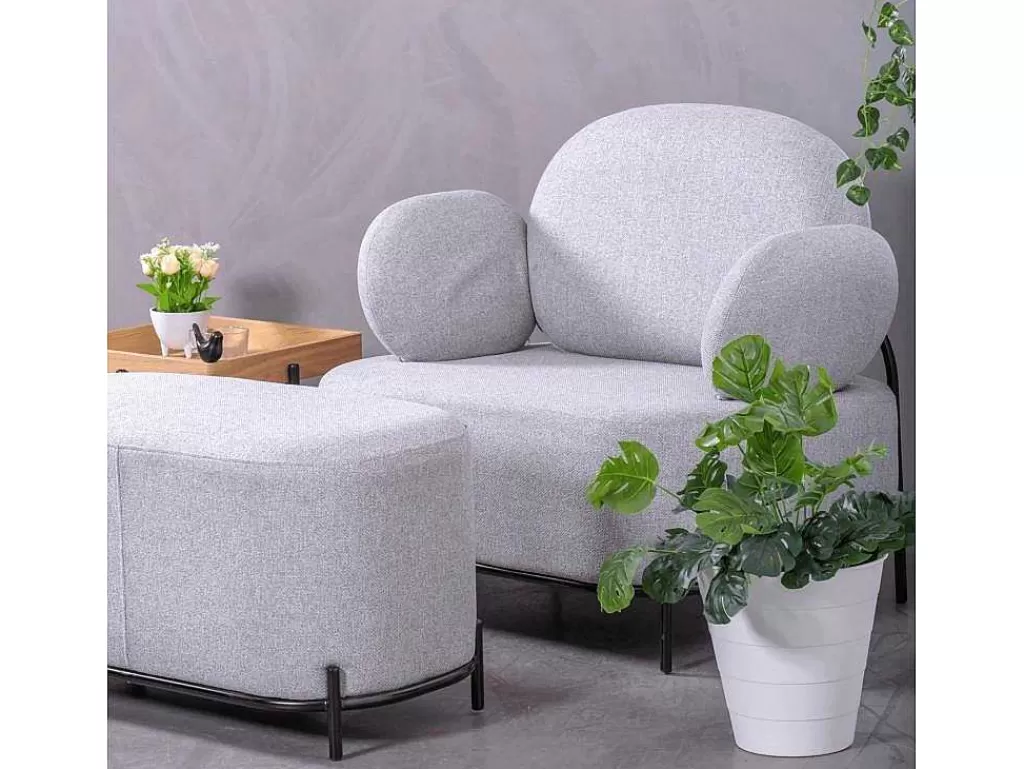 Poltrona Em Tecido*Vente-unique Sofá De 1 Lugar De Design Minimalista Com Bracos - Clair - Cinza