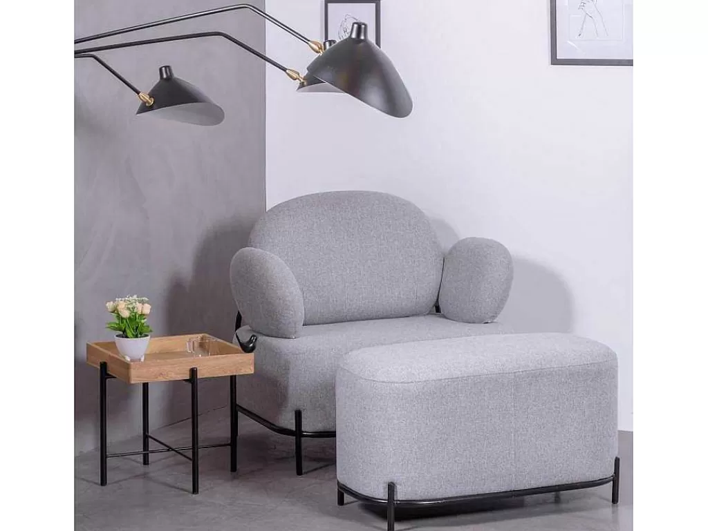 Poltrona Em Tecido*Vente-unique Sofá De 1 Lugar De Design Minimalista Com Bracos - Clair - Cinza