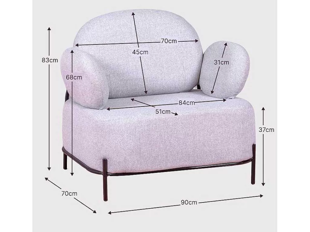 Poltrona Em Tecido*Vente-unique Sofá De 1 Lugar De Design Minimalista Com Bracos - Clair - Cinza