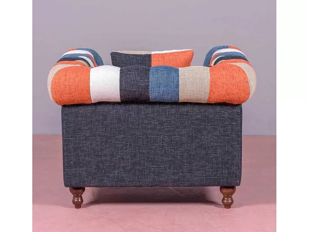 Poltrona Em Tecido*Vente-unique Sofá De 1 Lugar Estofado Em Patchwork - Chesterfield - Retalhos