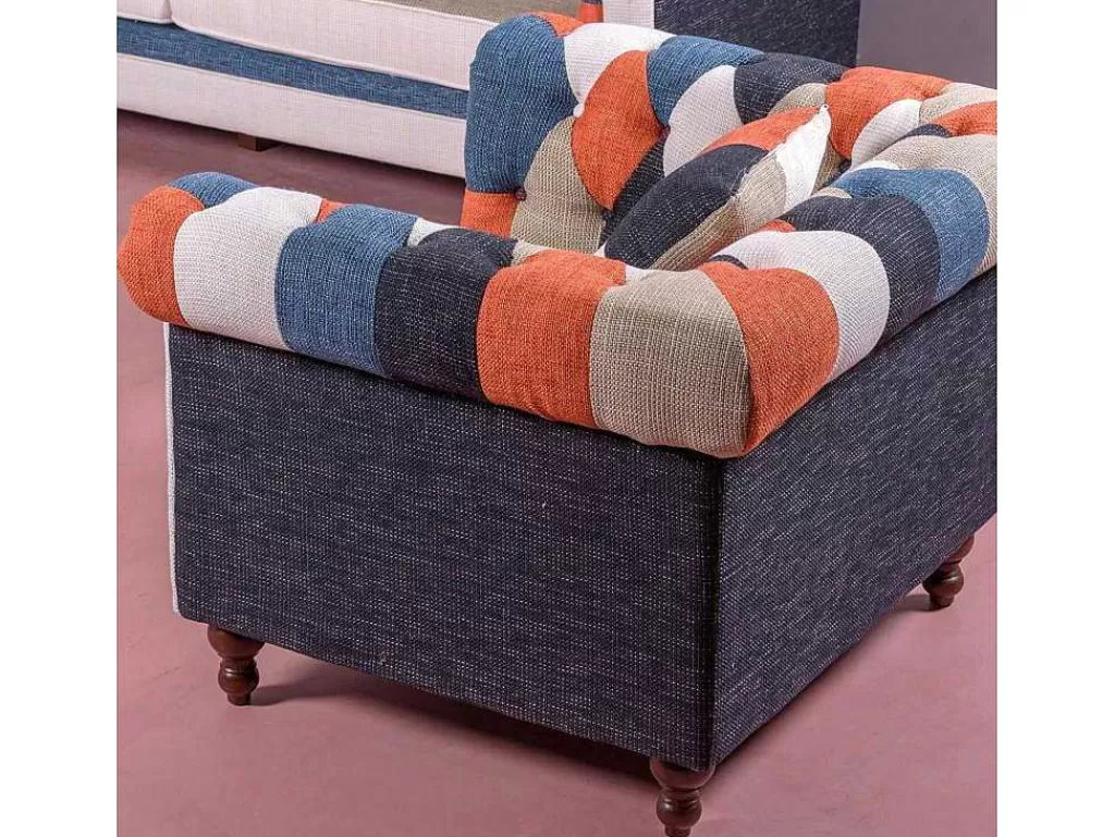 Poltrona Em Tecido*Vente-unique Sofá De 1 Lugar Estofado Em Patchwork - Chesterfield - Retalhos