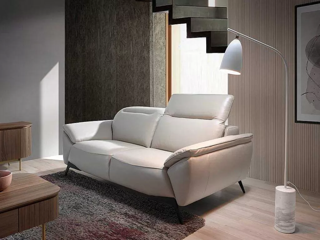 Promoções Sofás & Poltronas*Angel Cerda Sofá De 2 Assentos Estofado Em Couro Taupe Grey 6131