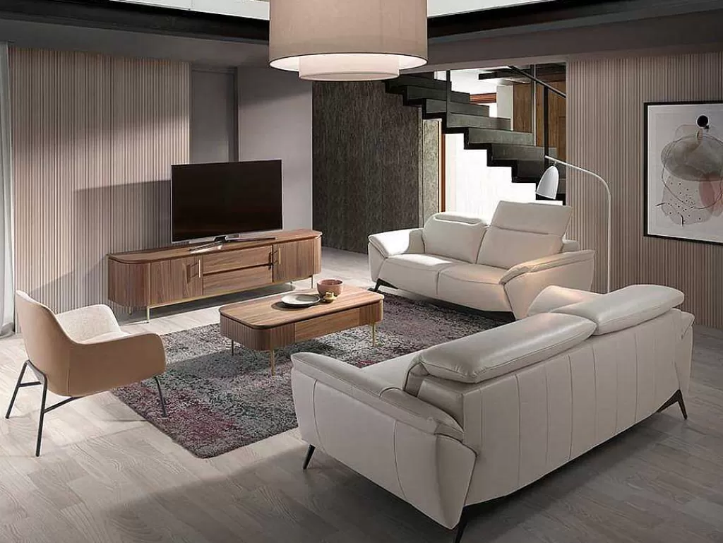 Promoções Sofás & Poltronas*Angel Cerda Sofá De 2 Assentos Estofado Em Couro Taupe Grey 6131
