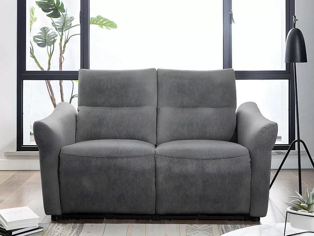 Sofá De Relaxamento Eletrico*Vente-unique Sofá De 2 Lugares Articulado Eletrico Em Tecido Cor Cinza - Ragnar