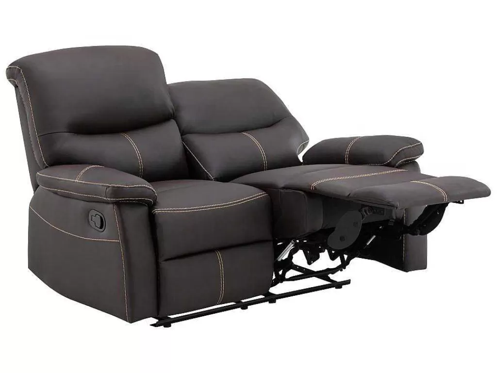 Sofá De 2 Ou 3 Lugares*Vente-unique Sofá De 2 Lugares Articulado Em Pele Sintética Castanha - Canby