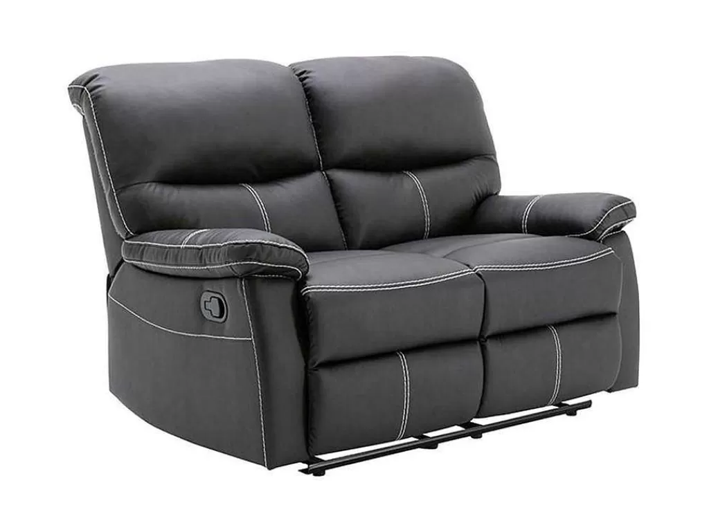 Promoções Sofás & Poltronas*Vente-unique Sofá De 2 Lugares Articulado Em Pele Sintética Cor Preto - Canby