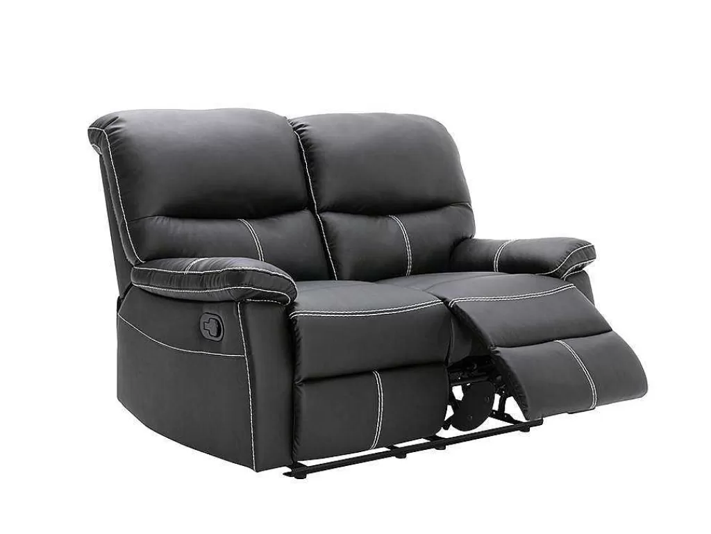 Promoções Sofás & Poltronas*Vente-unique Sofá De 2 Lugares Articulado Em Pele Sintética Cor Preto - Canby