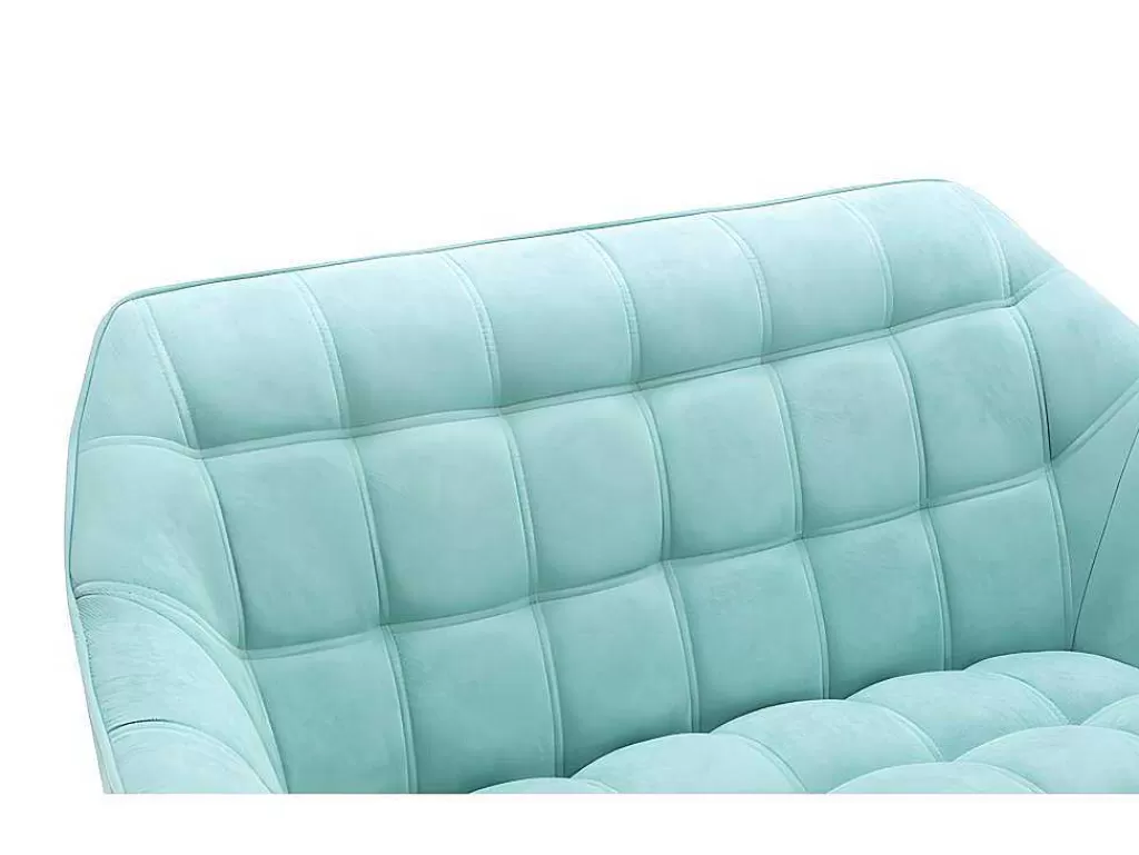 Conjunto Sofá E Poltrona*Vente-unique Sofá De 2 Lugares E Poltrona Em Tecido Cor Verde-Agua - Caserta