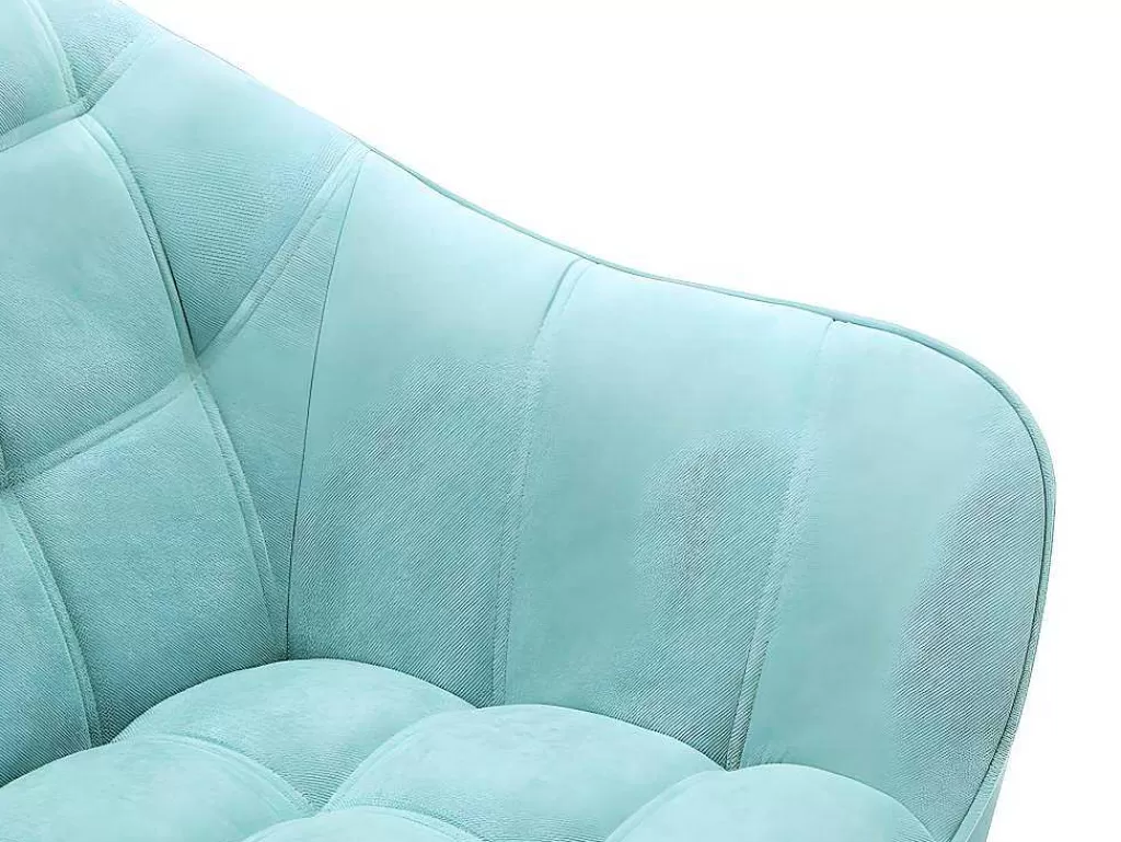Conjunto Sofá E Poltrona*Vente-unique Sofá De 2 Lugares E Poltrona Em Tecido Cor Verde-Agua - Caserta