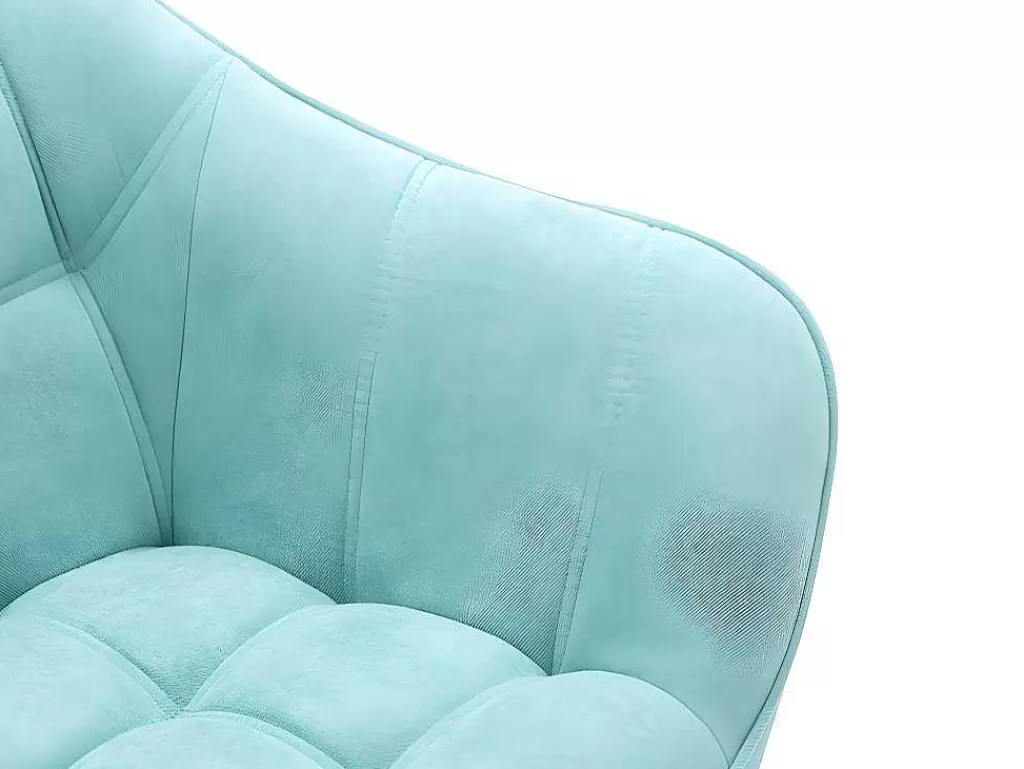Conjunto Sofá E Poltrona*Vente-unique Sofá De 2 Lugares E Poltrona Em Tecido Cor Verde-Agua - Caserta