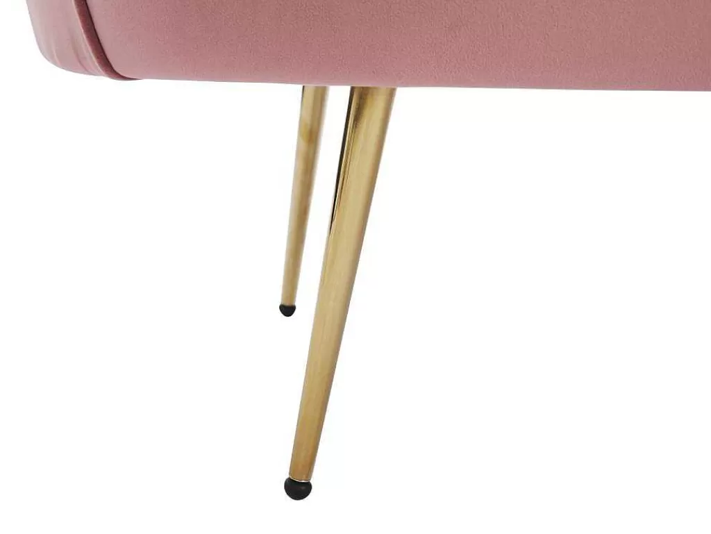 Conjunto Sofá E Poltrona*Vente-unique Sofá De 2 Lugares E Poltrona Forma De Concha Veludo Cor-De-Rosa - Dandelion