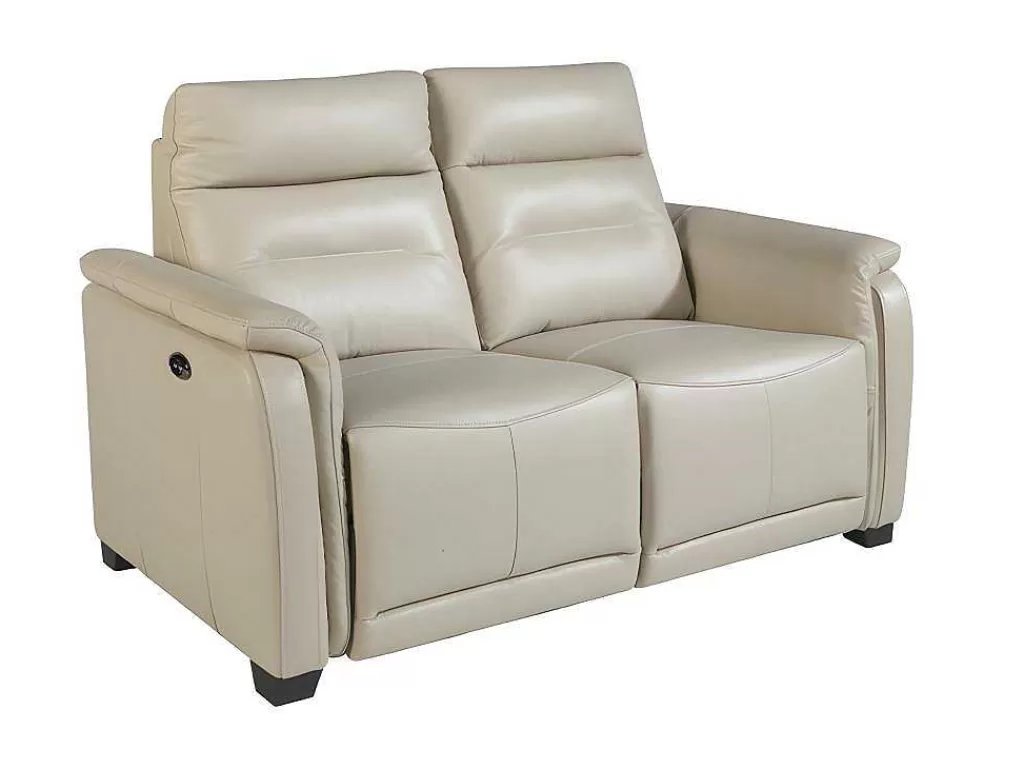 Sofá De Relaxamento Eletrico*Angel Cerda Sofá De 2 Lugares Em Pele Cinza E Relax 6157