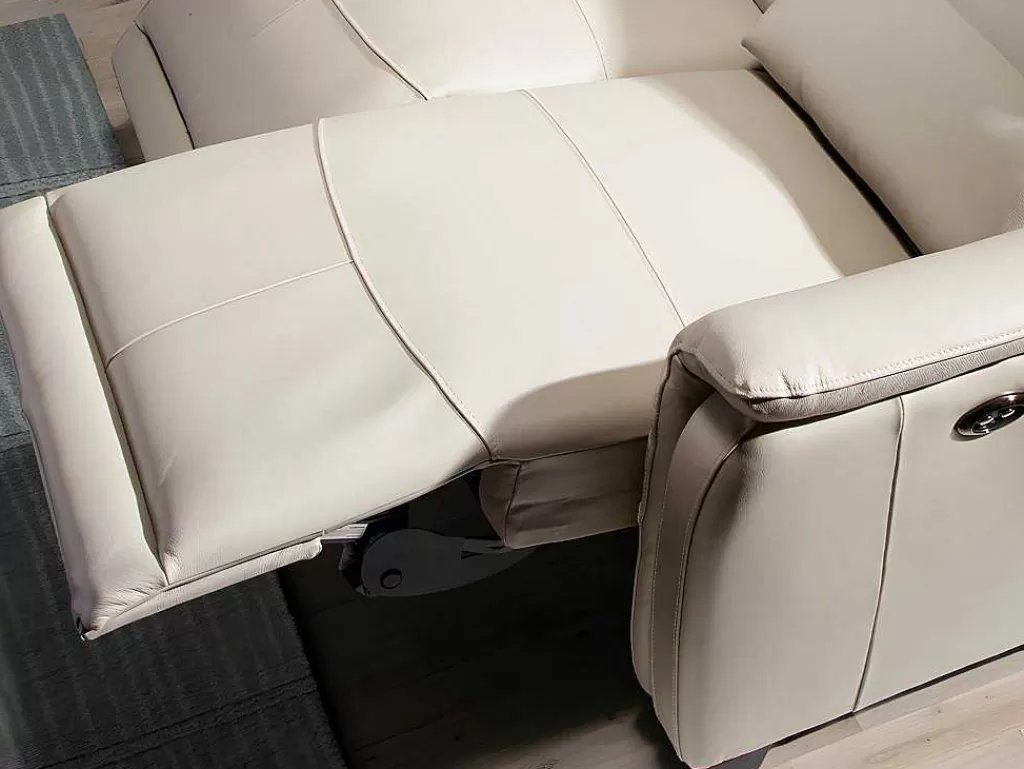 Sofá De Relaxamento Eletrico*Angel Cerda Sofá De 2 Lugares Em Pele Cinza E Relax 6157