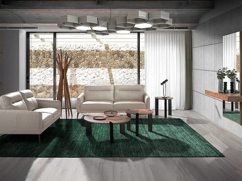 Promoções Sofás & Poltronas*Angel Cerda Sofá De 2 Lugares Em Pele Cinzenta E Pernas Em Aco Preto 6137