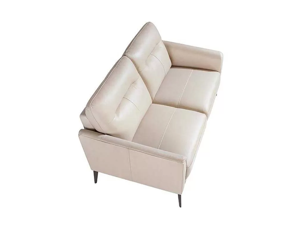 Promoções Sofás & Poltronas*Angel Cerda Sofá De 2 Lugares Em Pele Cinzenta E Pernas Em Aco Preto 6137