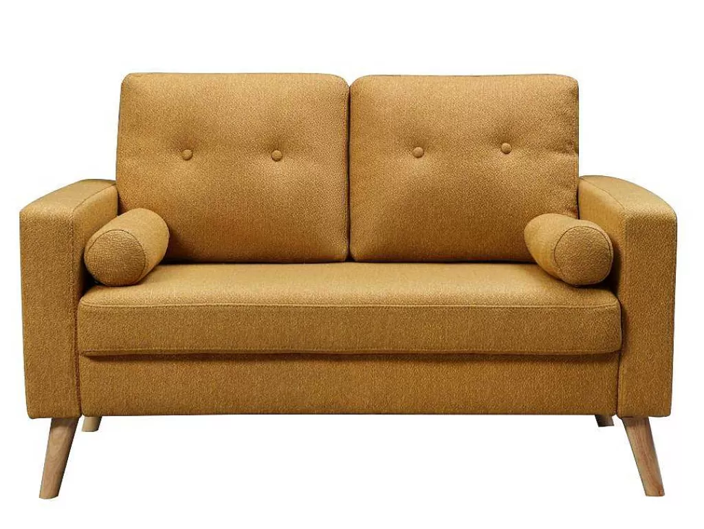Sofá De 2 Lugares*Vente-unique Sofá De 2 Lugares Em Tecido Efeito La Amarelo - Tatum