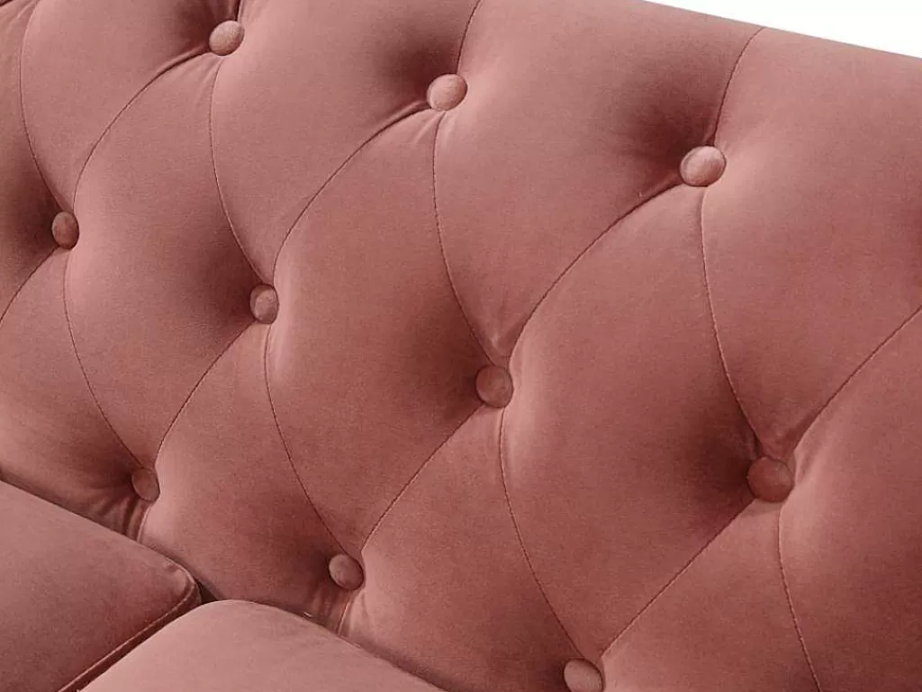 Sofá De 2 Lugares*Vente-unique Sofá De 2 Lugares Em Veludo Cor-De-Rosa Velho - Turner