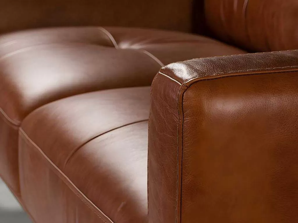 Promoções Sofás & Poltronas*Angel Cerda Sofá De 2 Lugares Estofado Em Couro De Origem Bovina Com Estrutura Interna De Madeira De Pinho 6046