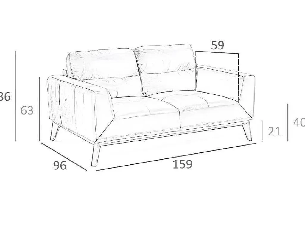 Promoções Sofás & Poltronas*Angel Cerda Sofá De 2 Lugares Estofado Em Couro De Origem Bovina Com Estrutura Interna De Madeira De Pinho 6046