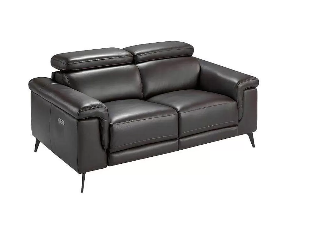 Promoções Sofás & Poltronas*Angel Cerda Sofá De 2 Lugares Estofado Em Couro De Vaca Na Cor Chocolate Com Estrutura De Madeira 6050