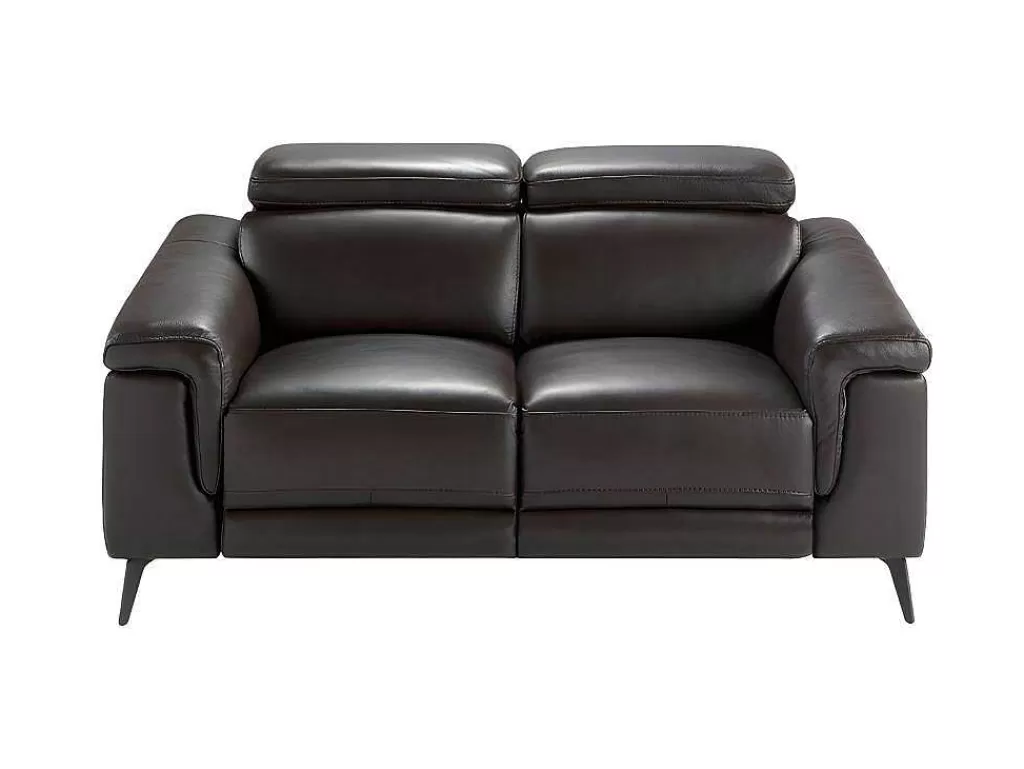 Promoções Sofás & Poltronas*Angel Cerda Sofá De 2 Lugares Estofado Em Couro De Vaca Na Cor Chocolate Com Estrutura De Madeira 6050
