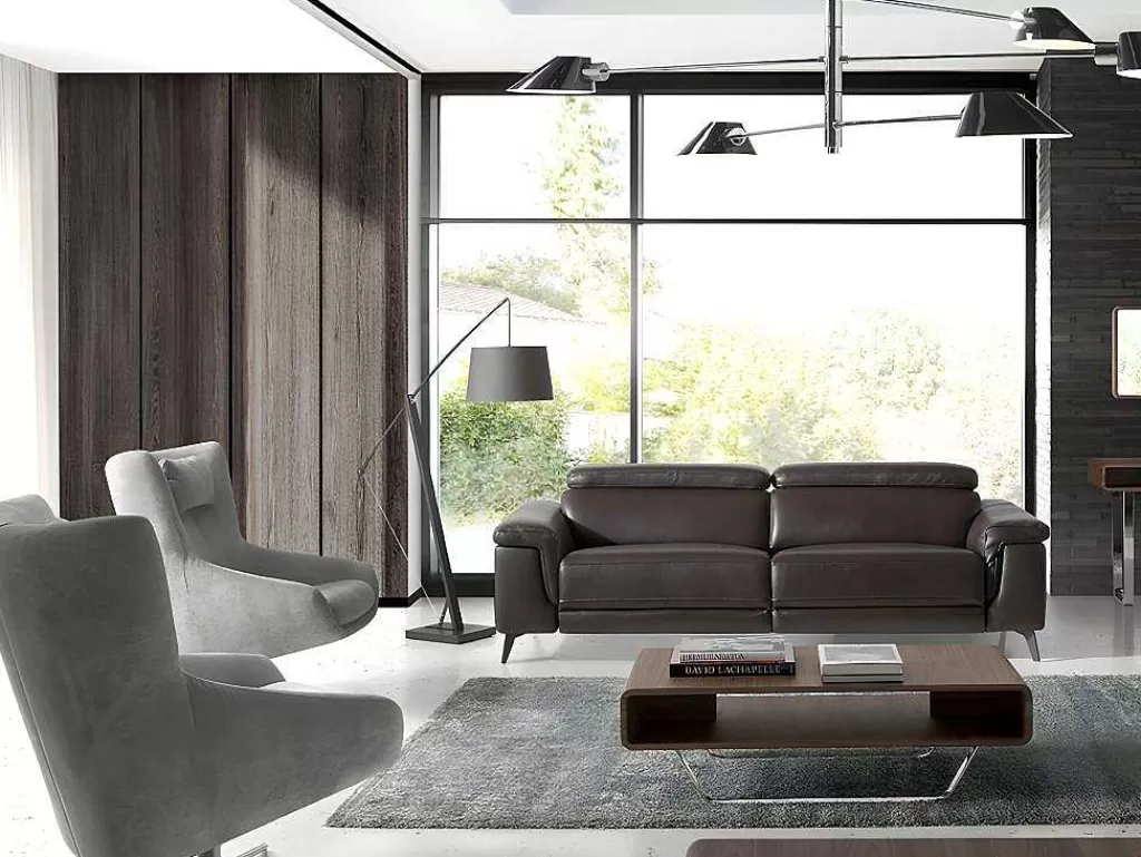 Promoções Sofás & Poltronas*Angel Cerda Sofá De 2 Lugares Estofado Em Couro De Vaca Na Cor Chocolate Com Estrutura De Madeira 6050