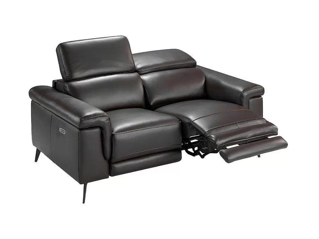 Promoções Sofás & Poltronas*Angel Cerda Sofá De 2 Lugares Estofado Em Couro De Vaca Na Cor Chocolate Com Estrutura De Madeira 6050