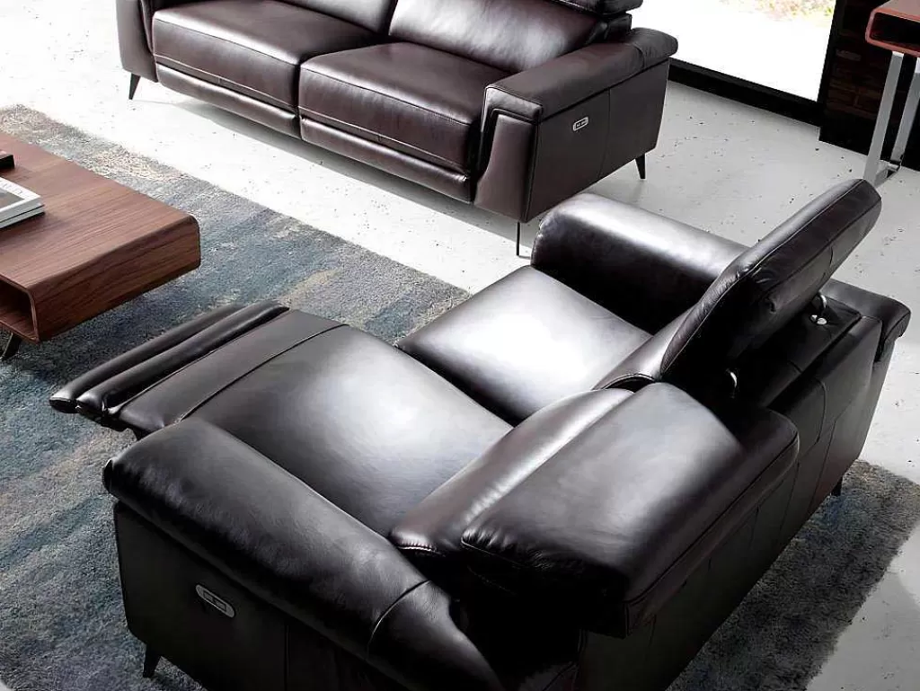 Promoções Sofás & Poltronas*Angel Cerda Sofá De 2 Lugares Estofado Em Couro De Vaca Na Cor Chocolate Com Estrutura De Madeira 6050
