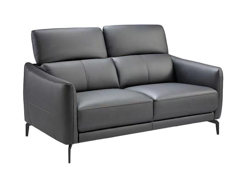 Promoções Sofás & Poltronas*Angel Cerda Sofá De 2 Lugares Estofado Em Couro De Vaca Preto Com Estrutura De Madeira De Pinho Natural 6058