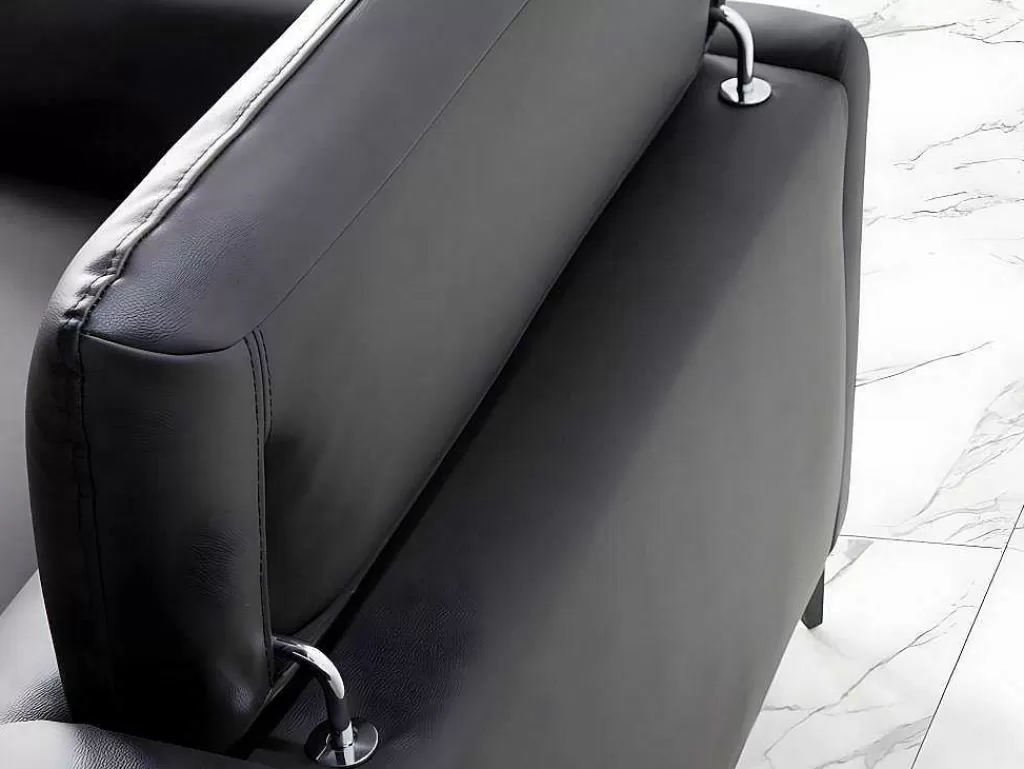 Promoções Sofás & Poltronas*Angel Cerda Sofá De 2 Lugares Estofado Em Couro De Vaca Preto Com Estrutura De Madeira De Pinho Natural 6058