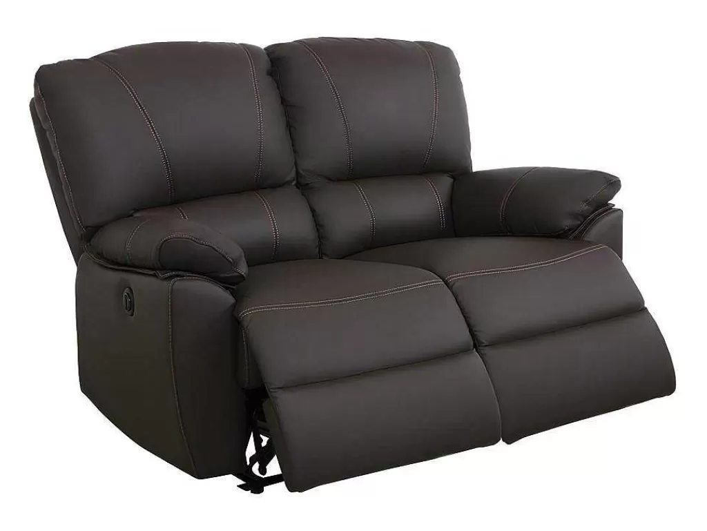 Sofá De Relaxamento Eletrico*Vente-unique Sofá De 2 Lugares Relax Electrico Em Pele Castanho - Marcis