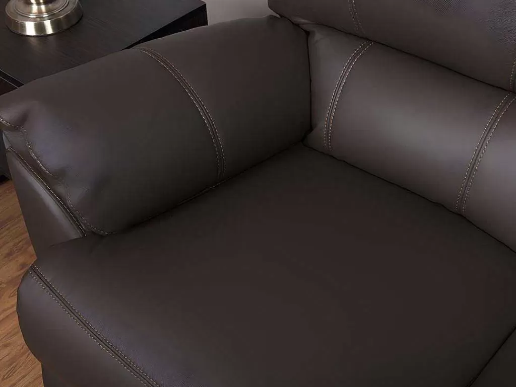 Sofá De Relaxamento Eletrico*Vente-unique Sofá De 2 Lugares Relax Electrico Em Pele Castanho - Marcis
