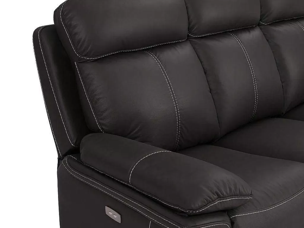 Sofá De Relaxamento Eletrico*Vente-unique Sofá De 2 Lugares Relax Eletrico Em Pele Castanho - Isiris