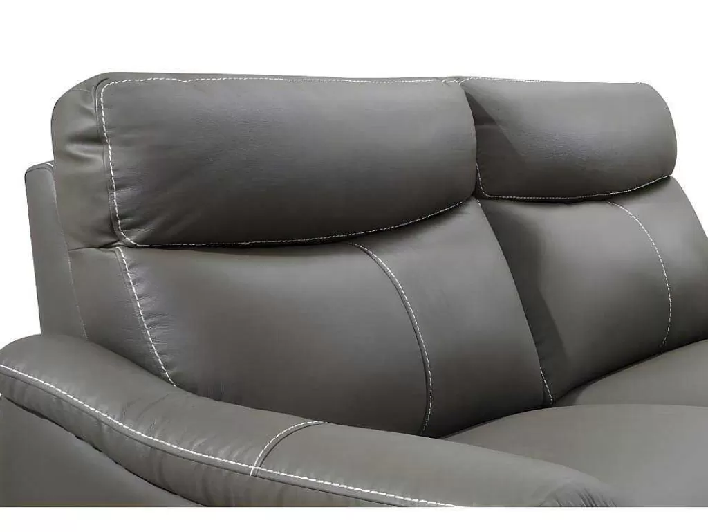 Sofá De Relaxamento Eletrico*Vente-unique Sofá De 2 Lugares Relax Eletrico Em Pele Taupe - Metronomya