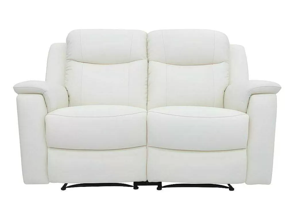 Sofá De Relaxamento Manual*Vente-unique Sofá De 2 Lugares Relax Em Pele Branco Marfim - Evasion