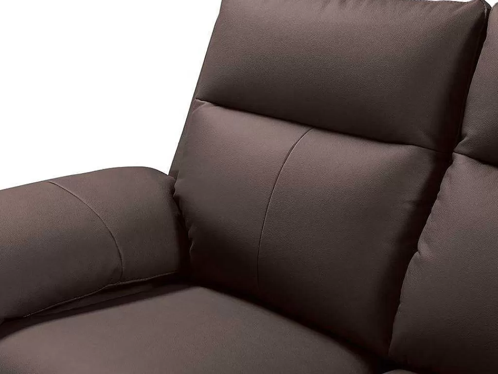 Sofá De Relaxamento Manual*Vente-unique Sofá De 2 Lugares Relax Em Pele De Bufalo Castanho - Pakita