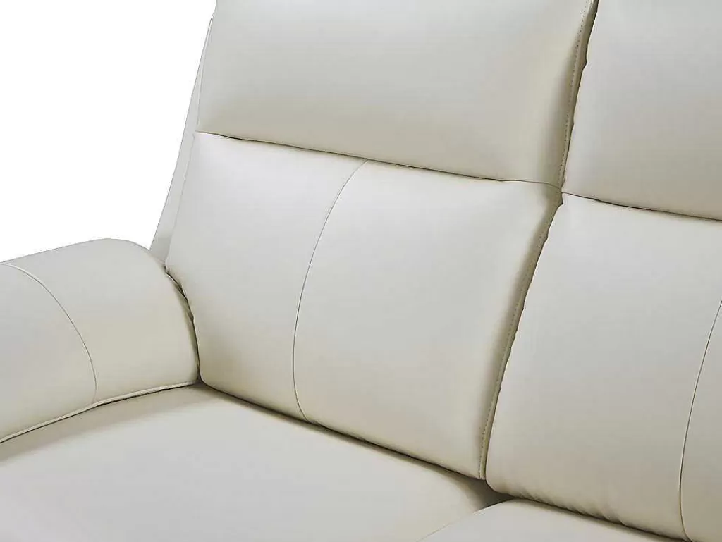 Sofá De Relaxamento Manual*Vente-unique Sofá De 2 Lugares Relax Em Pele De Bufalo Marfim - Pakita