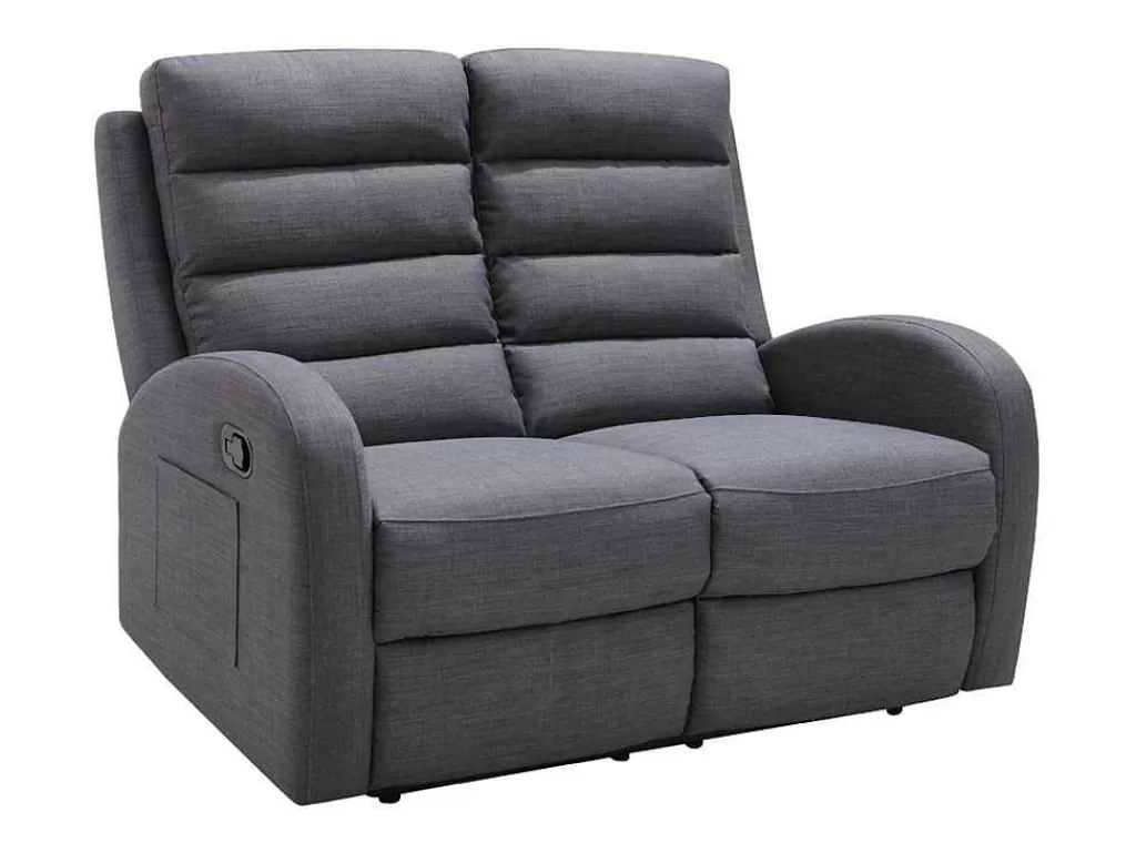 Sofá De Relaxamento Manual*Vente-unique Sofá De 2 Lugares Relax Em Tecido Cinza - Giorgia