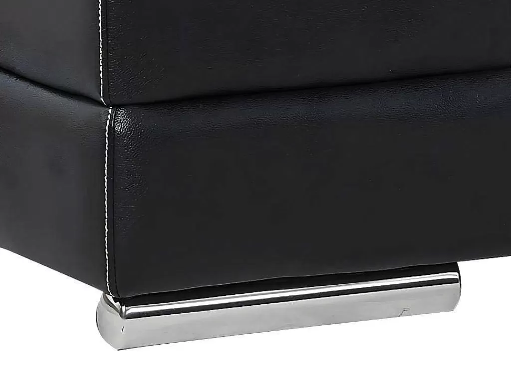 Conjunto Sofá E Poltrona*Vente-unique Sofá De 3+1 Lugares Em Pele De Bufalo Preto - Monika