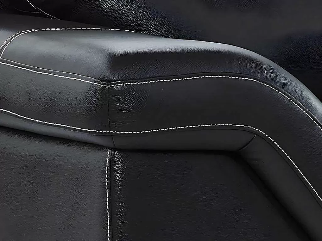 Conjunto Sofá E Poltrona*Vente-unique Sofá De 3+1 Lugares Em Pele De Bufalo Preto - Monika