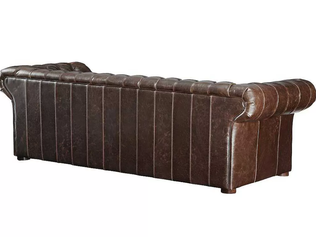 Conjunto Sofá E Poltrona*Vente-unique Sofá De 3+2+1 Lugares 100% Couro Envelhecido Estilo Chesterfield - Clotaire