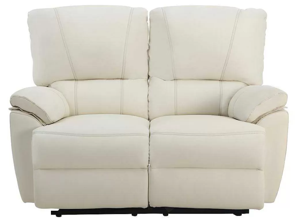 Conjunto Sofá E Poltrona*Vente-unique Sofá De 3+2+1 Lugares Relax Eletrico Em Pele Marfim - Marcis