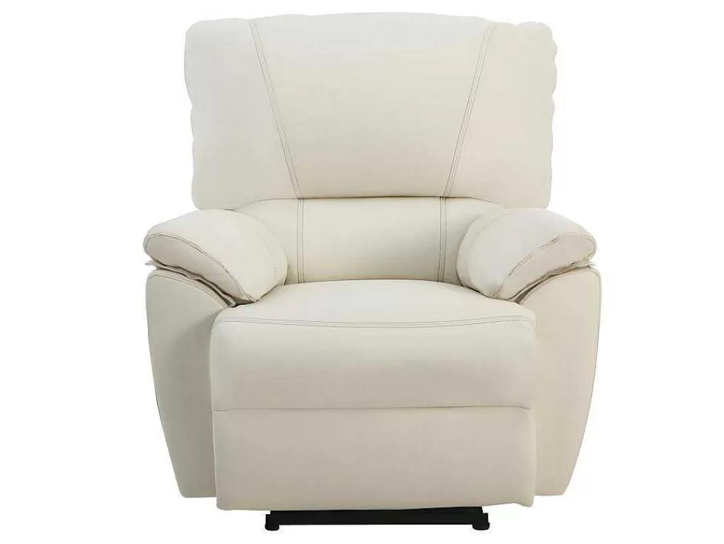 Conjunto Sofá E Poltrona*Vente-unique Sofá De 3+2+1 Lugares Relax Eletrico Em Pele Marfim - Marcis