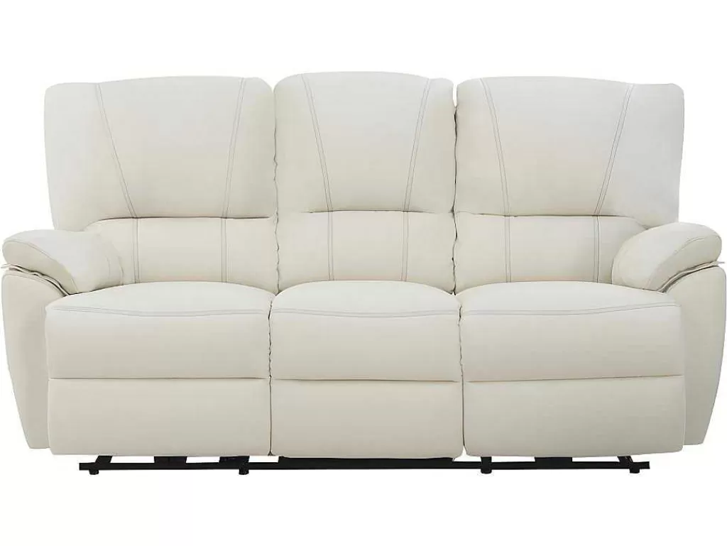 Conjunto Sofá E Poltrona*Vente-unique Sofá De 3+2+1 Lugares Relax Eletrico Em Pele Marfim - Marcis