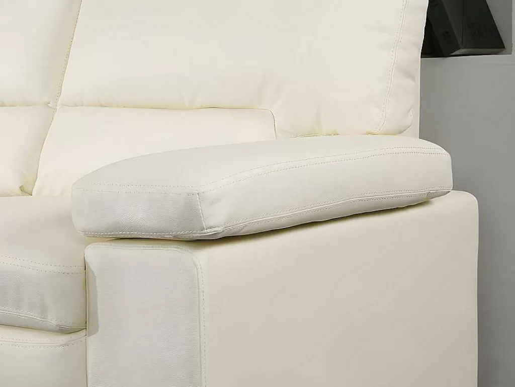 Conjunto De Sofá*Vente-unique Sofá De 3+2 Lugares Em Pele De Bufalo Cor Marfim - Mimas Ii