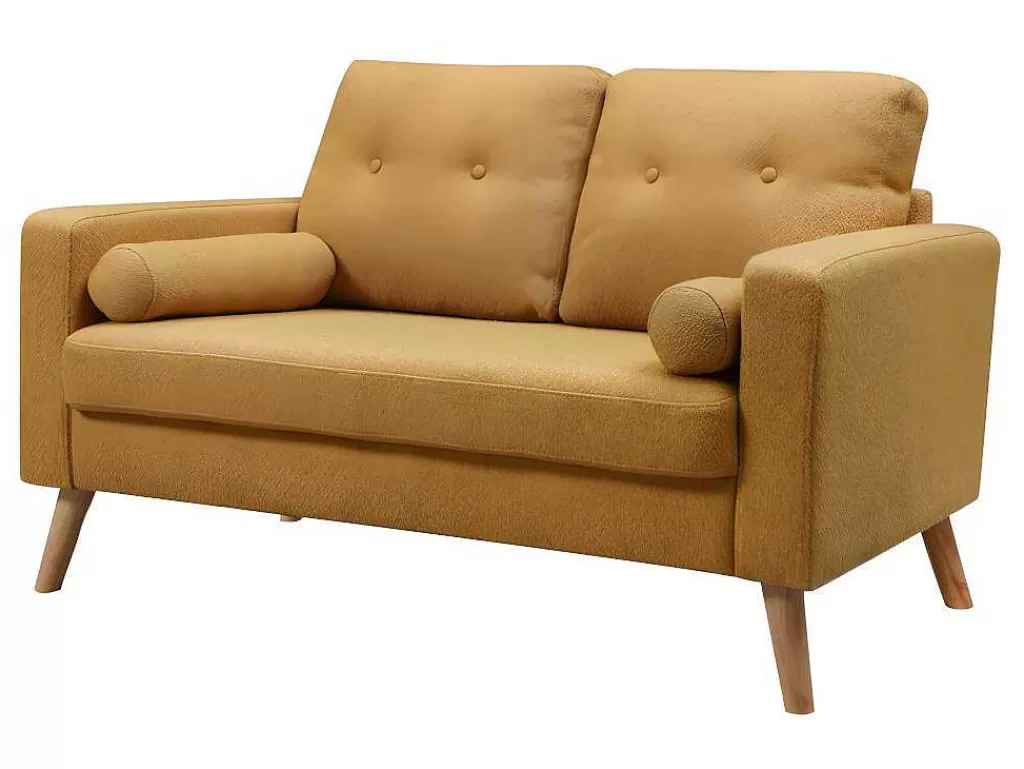 Conjunto De Sofá*Vente-unique Sofá De 3+2 Lugares Em Tecido Efeito La Amarelo - Tatum