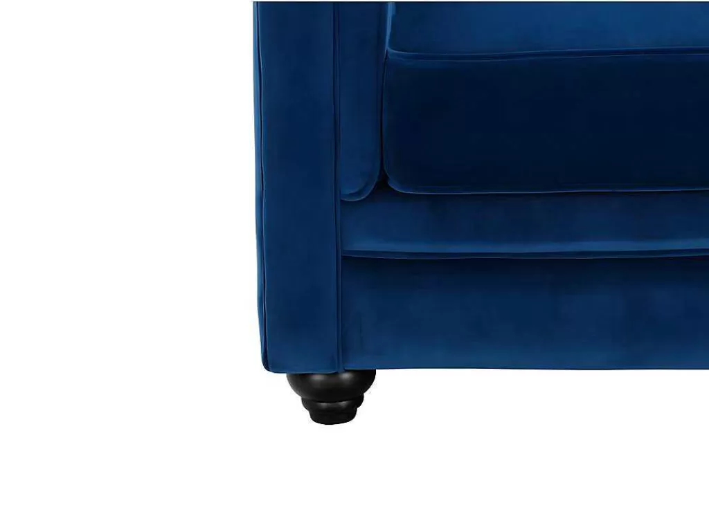Conjunto De Sofá*Vente-unique Sofá De 3+2 Lugares Em Veludo Cor Azul Real - Chesterfield